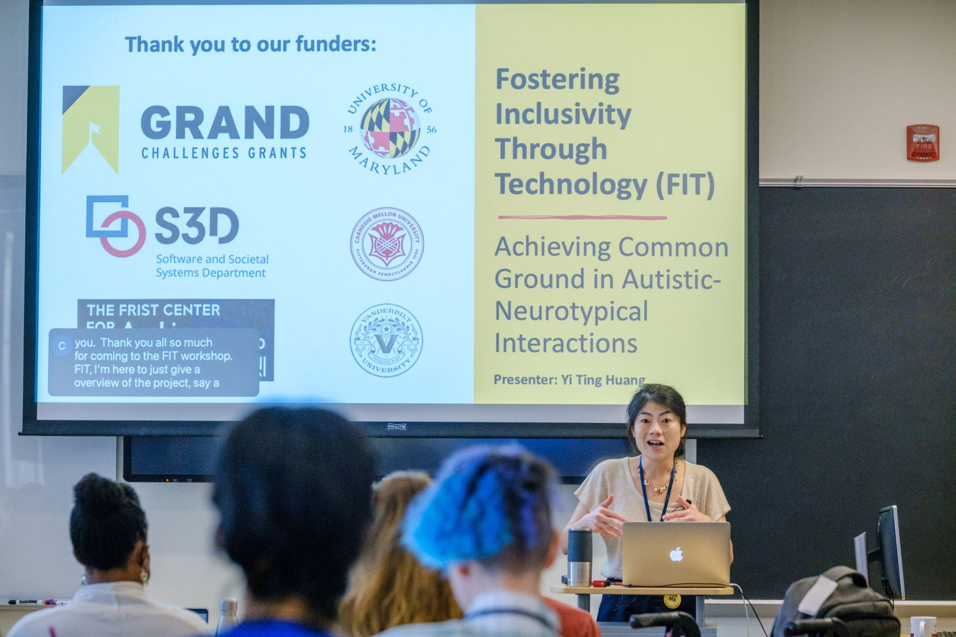 Yi Ting Huang Presenting at Fostering Inclusivity through Technology (FIT) Workshop at the University of Maryland