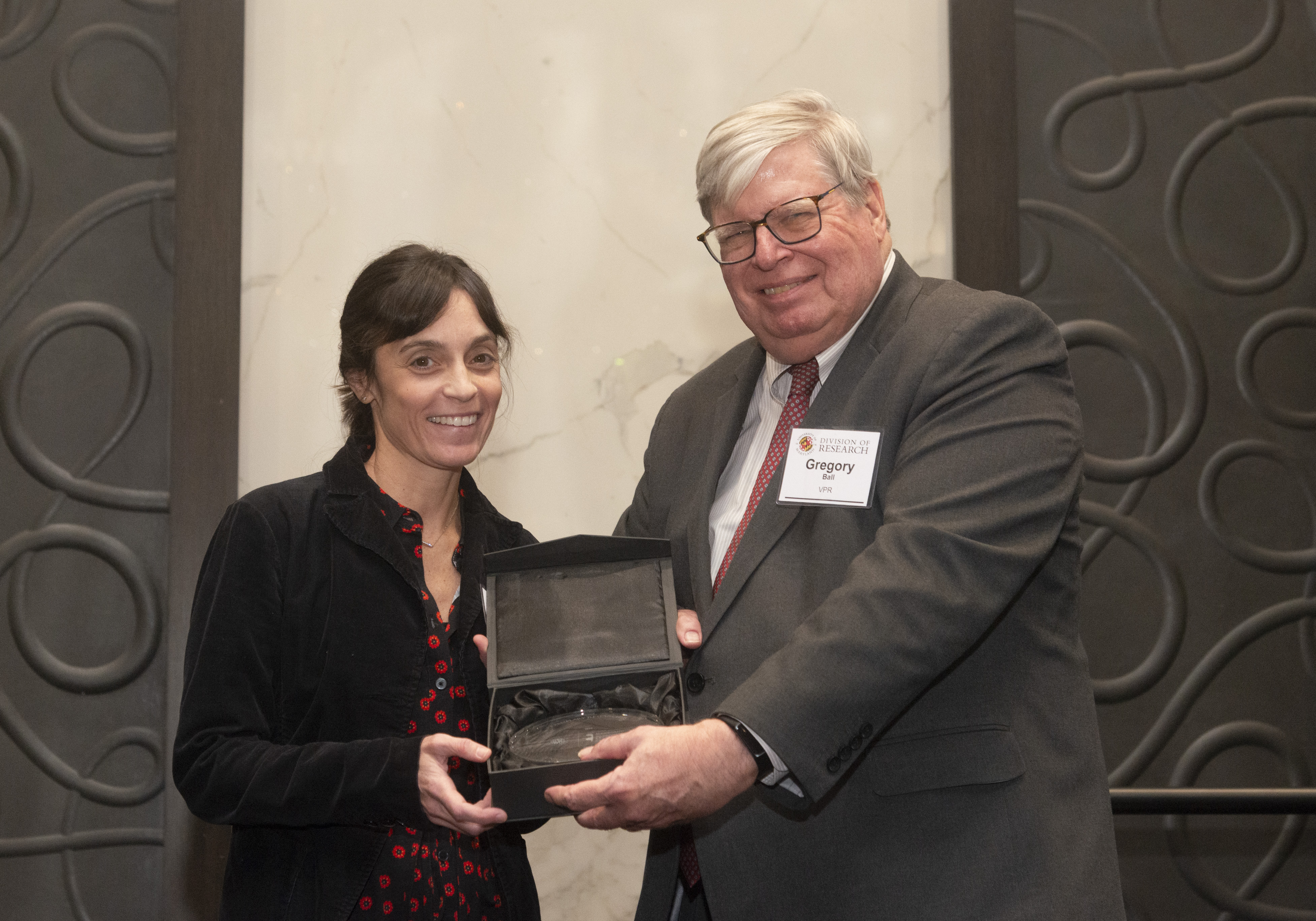 Jade Wexler receives award from VPR Gregory Ball