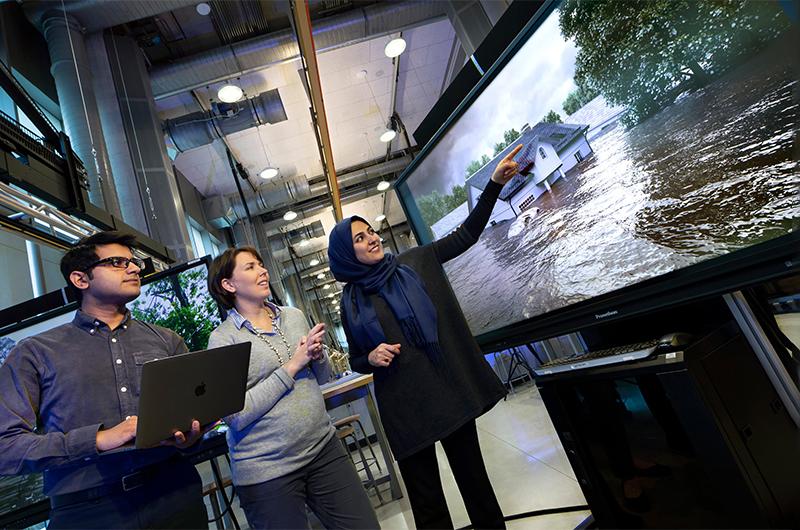 Researchers discussing flooding