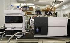 Equipment on a table in the Exposome Small Molecule Core Facility