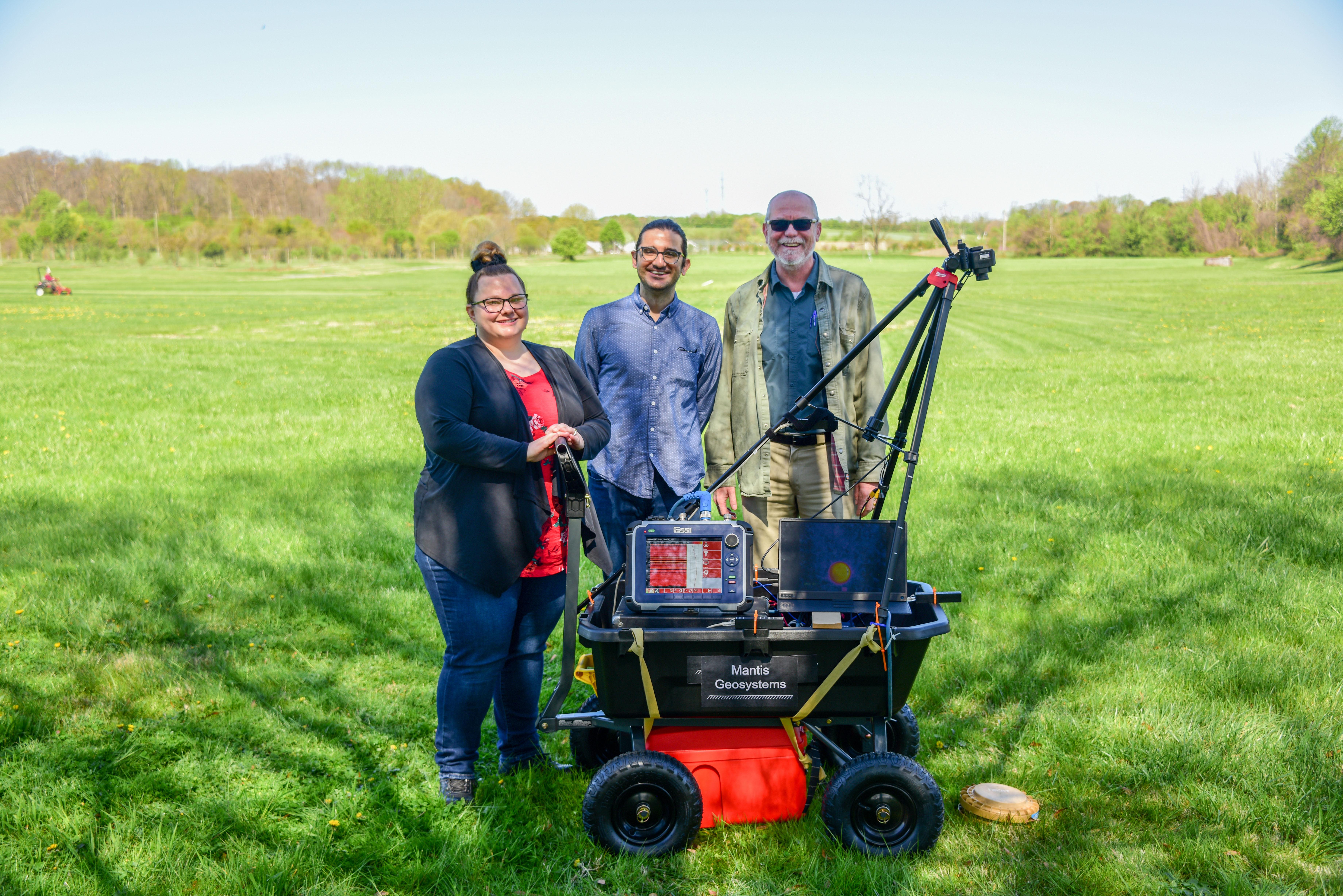 Heidi Myers, Daniel Lathrop, and Vedran Lekić pose with their invention