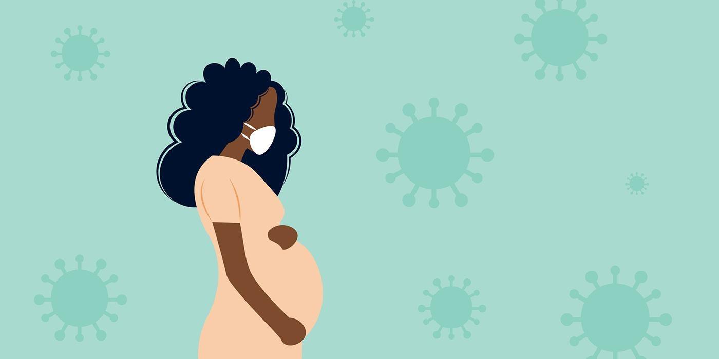 Graphic of pregnant Black woman in mask