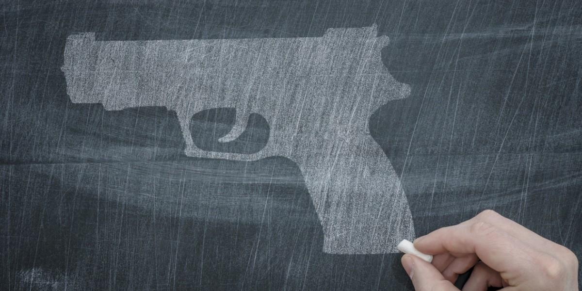 Chalk drawing of a handgun