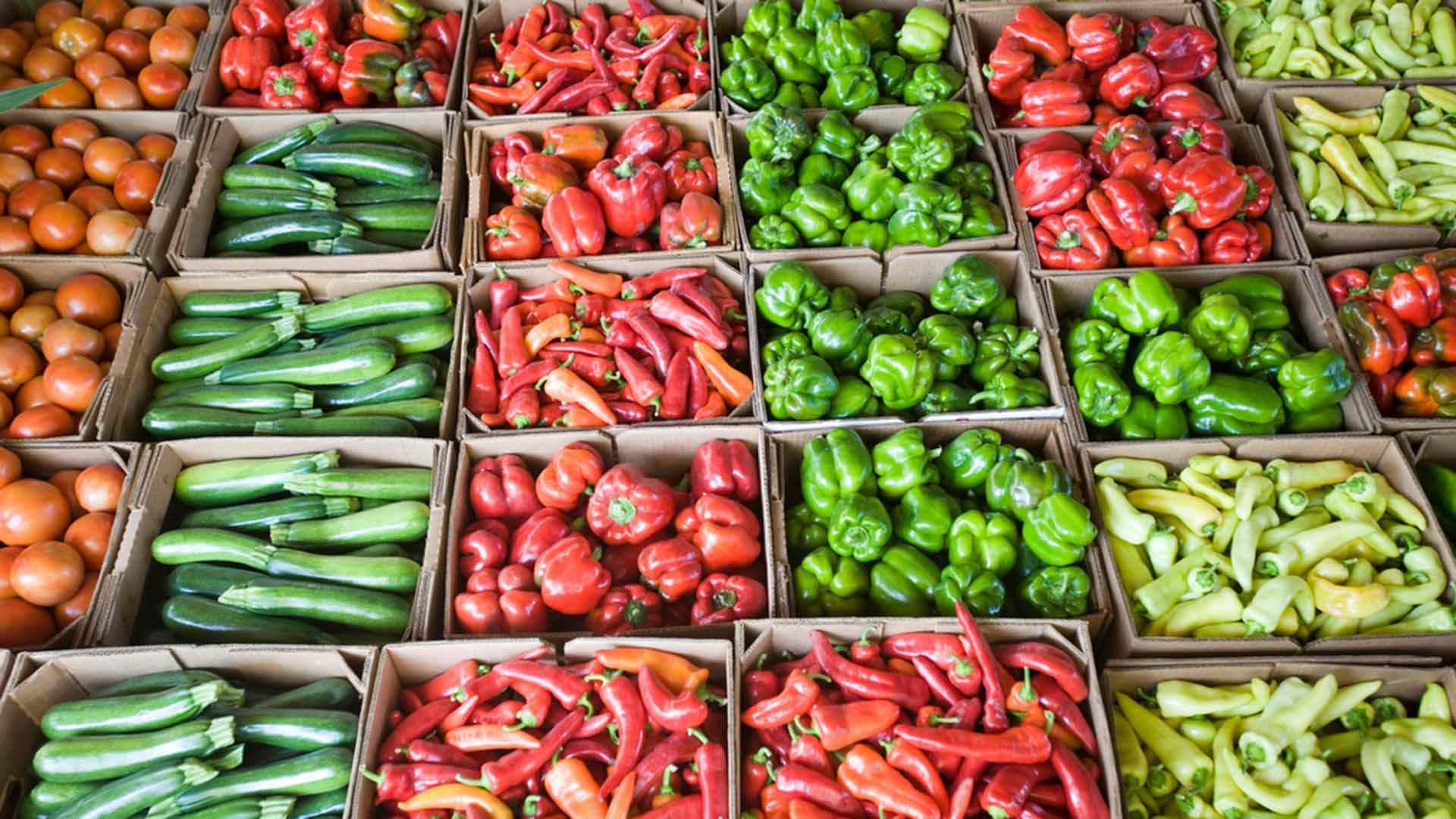 Vegetables laid out in a market